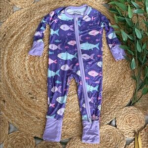 Saltwater dishes Purple Bamboo Footies. 0-3mo